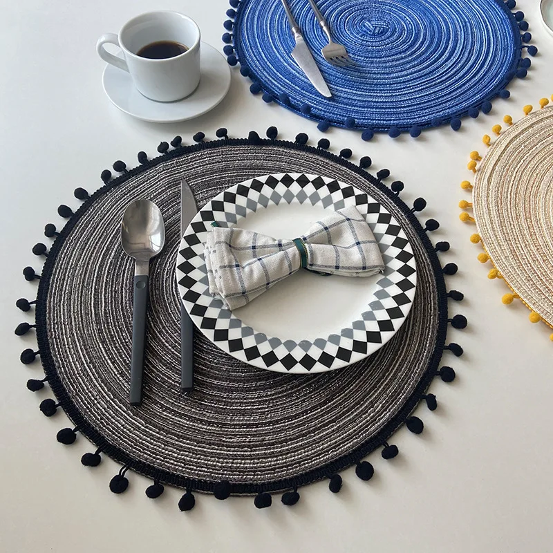 Nordic Woven Non-slip Placemat Round Braided Woven Placemats Place Mats Wholesale Round Table Mats Set De Table Rond