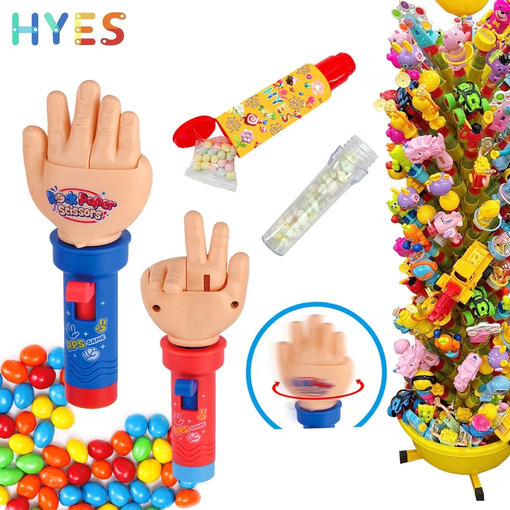 Huiye Popular Rock-Paper-Scissors Candy Toys Fantastic Finger-Guessing Game Sugar Toys With Tube Kids Smart Training Candy Toys