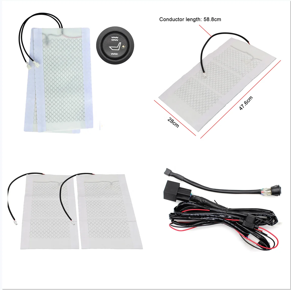 Factory Custom vehicle 12 volt seat heater and ventilation system,car seat heating elements and cooling