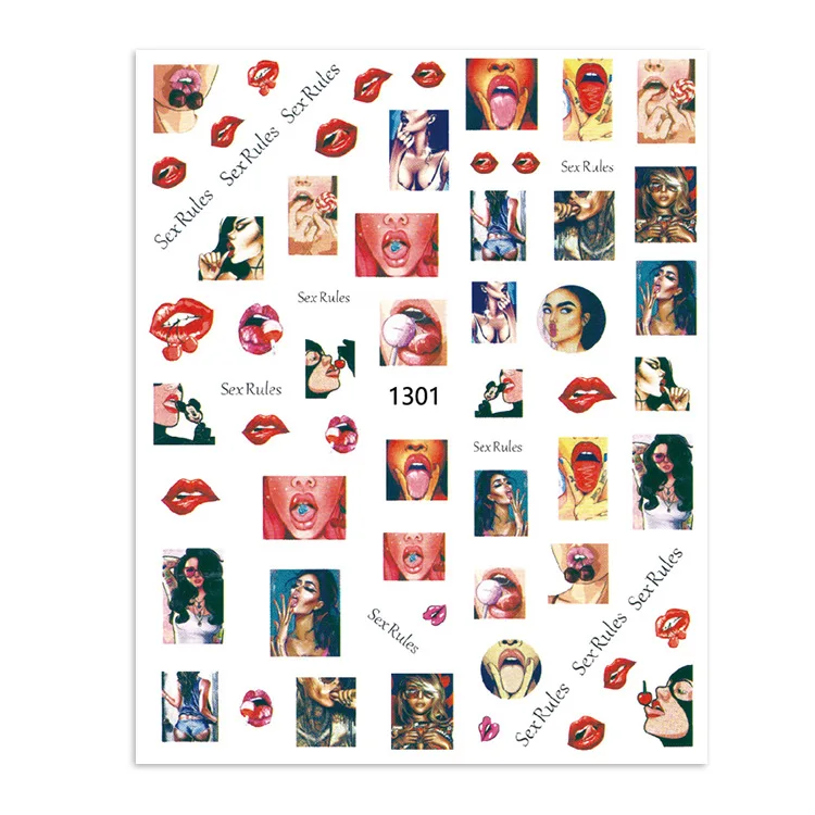 Winter Fashion Nail Art Sticker Manicure Designs Lips Girl Self Adhesive 5d Nail Sticker Manicure Decoration Decals