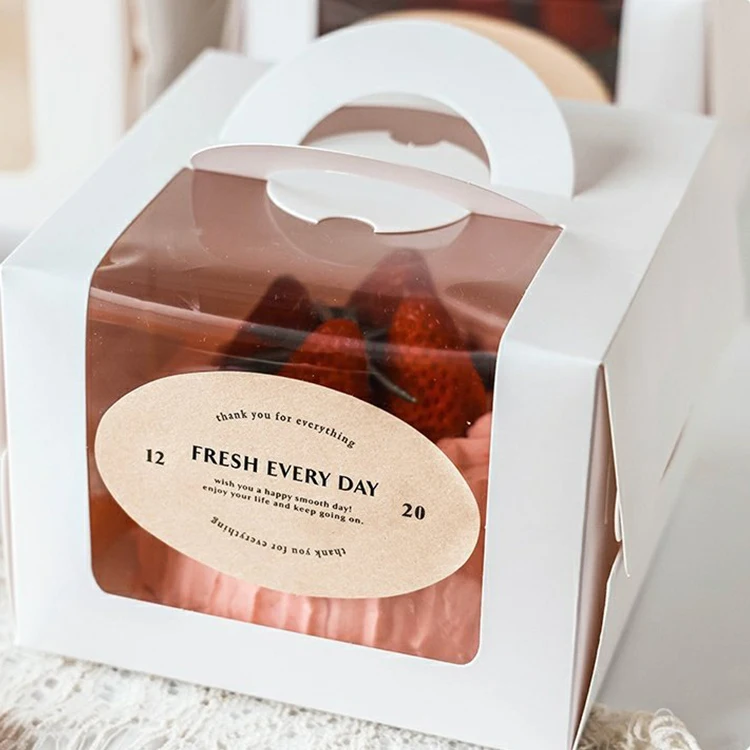 Wholesale recyclable 2 4 6 pieces of brown paper dessert cupcake boxes Food grade cupcake boxes with Window