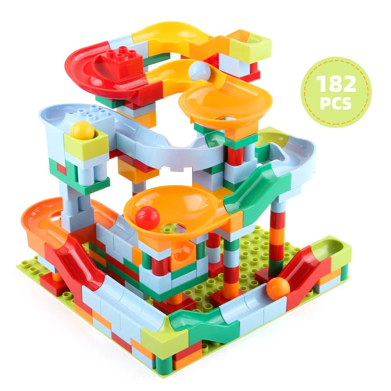 344/514pcs ABS Plastic Marble Run Plastic Race Kids Educational Creative Track Maze Slideway Toy Track Building Blocks Gift