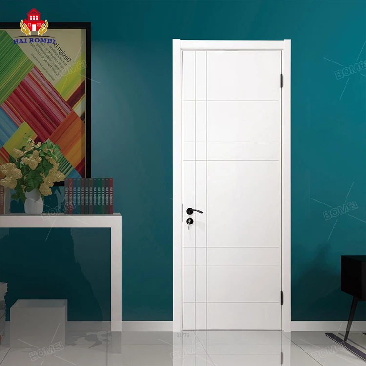 Composite polymer indoor chinese frame black turkish MDF Interior Timber Flush Door Modern Oak White Veneer Door for hotel