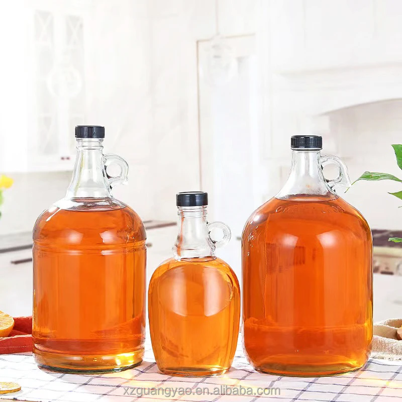 Wholesale 500ml 1000ml maple syrup transparent glass bottles with screw caps