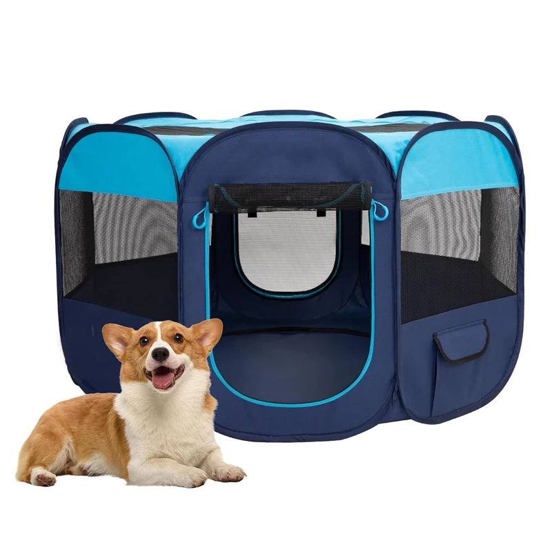 Easy Operation Fence Portable Folding Pet Tent Dog House Octagonal Cage For Cat