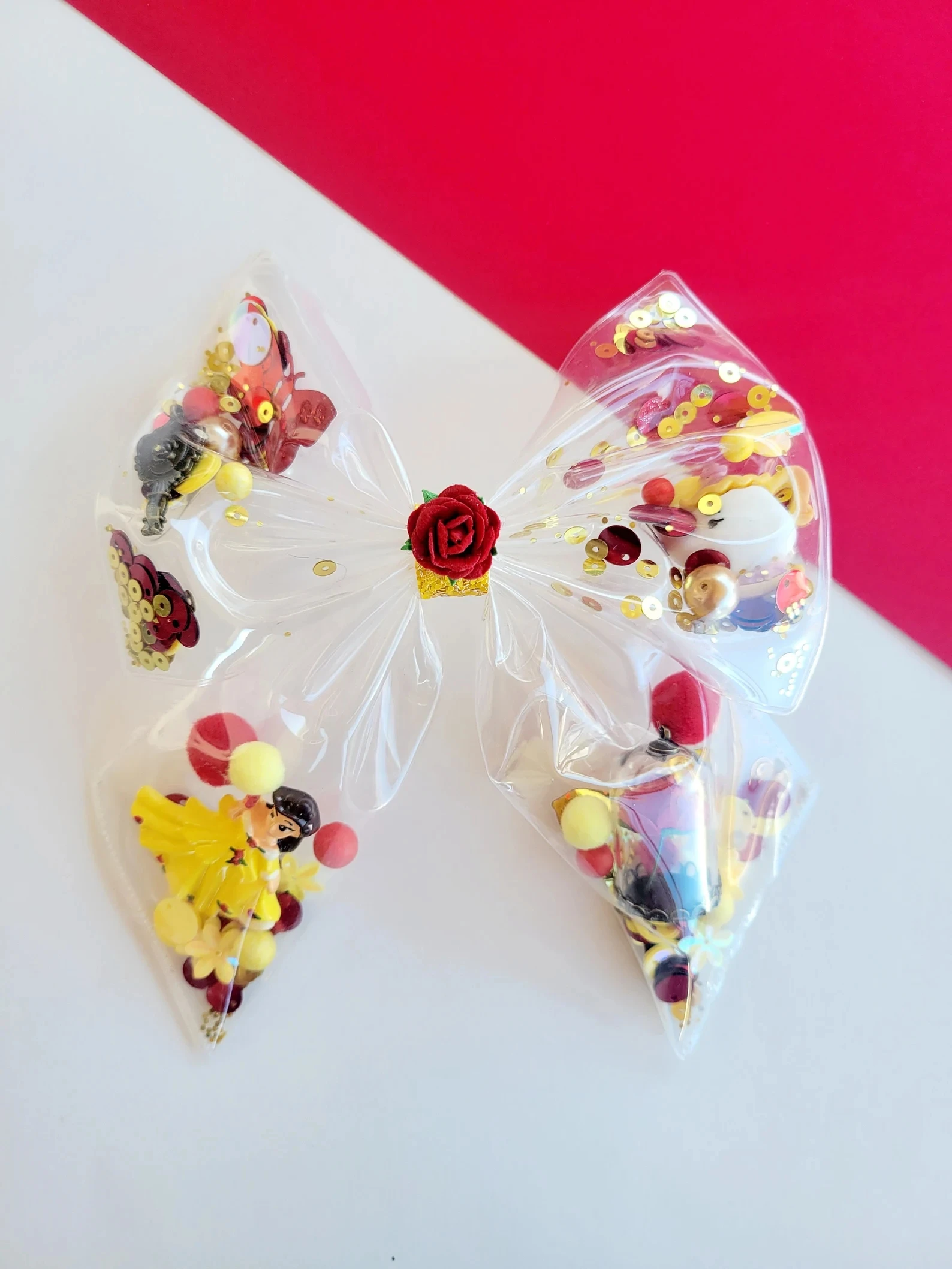 PVC princess hair bows shaker glitter bling bling hair clips popular girl accessories for hair kids accessories