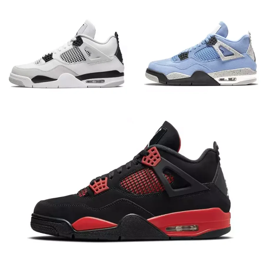 Wholesale  basketball shoes OG jordans 4s UNIVERSITY BLUE Oreo Culture Sneakers Fashion Retro 4 Black Cat Sneakers