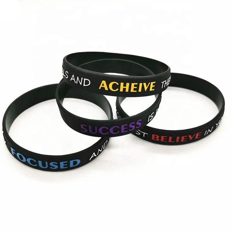 Customized Debossed Wristband Success  Achieve Focus Motivational Inspirational Rubber Wristbands Silicone Bracelets For Gift