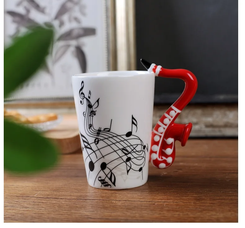 Music Score Water Cup Milk Coffee Gift Mugs 400ml New Ceramic Music Cup Mug Student Couple Guitar Musical Instrument Cup