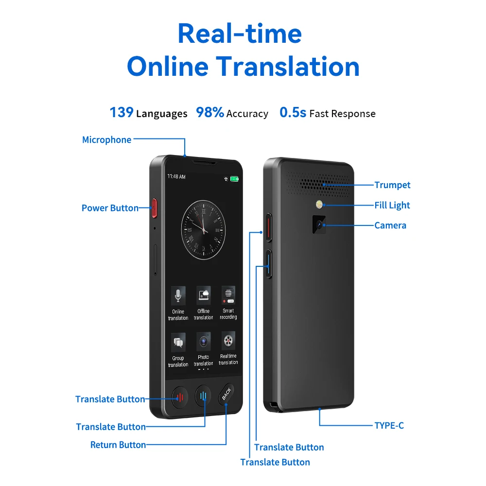 A20 wifi 139 languages online translator japanese korean chinese language learning translator machine smart language translator