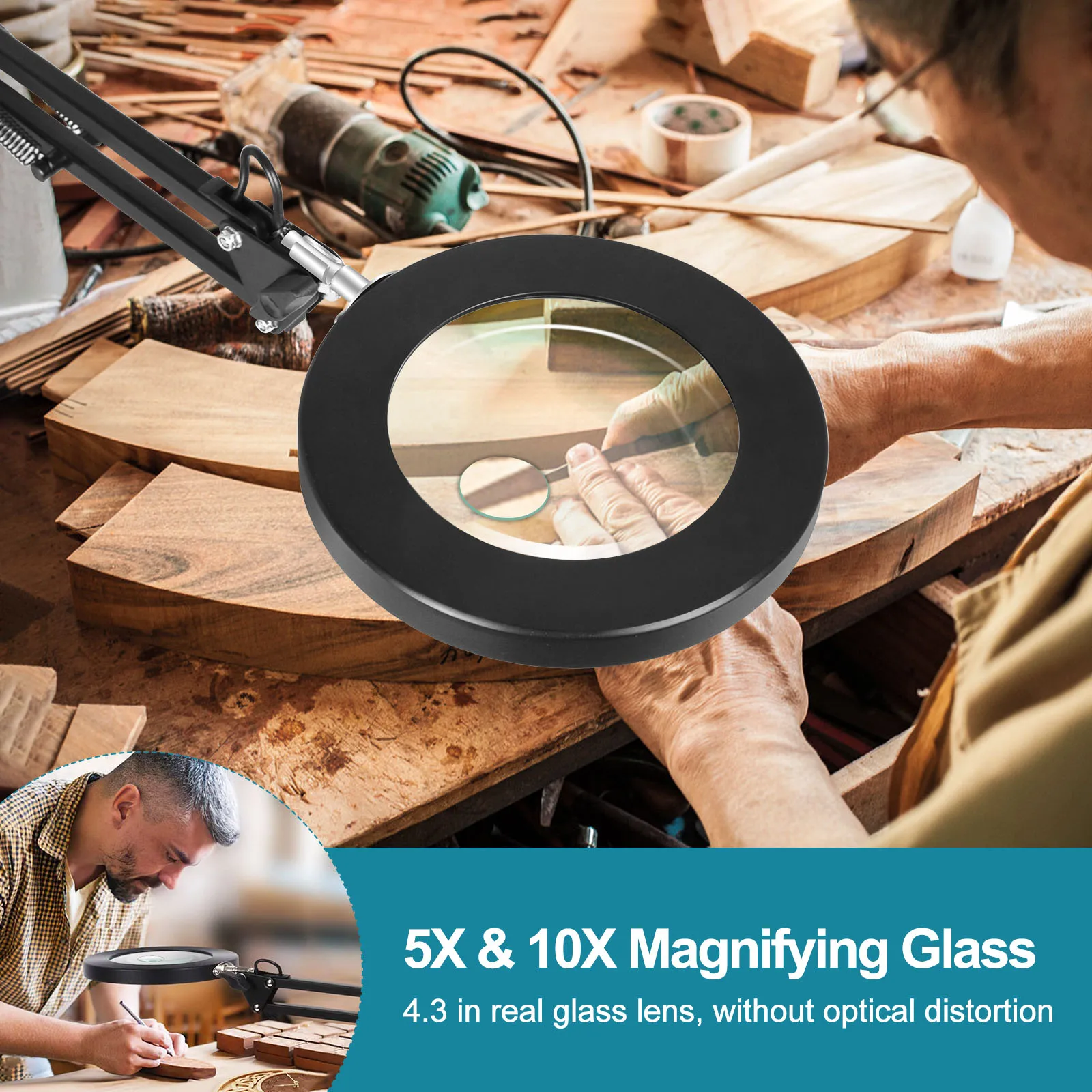 Magnetic Helping Hands Soldering Station with 5X 10X Magnifying Glass with Light, PCB Holder 4 Flexible Arms Third Hand Tool