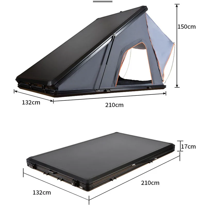 Popular Camping Aluminum 4 Person Roof Top Tent Car Rooftop Tent Triangle Clamshell Hard Shell Top Roof Tent