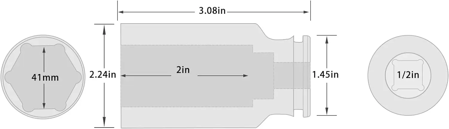 1/2 Inch Drive 17-41mm Deep drive Impact Socket with 6 Point Design Heat Treated cr-mo Alloy Steel Hex Deep Socket