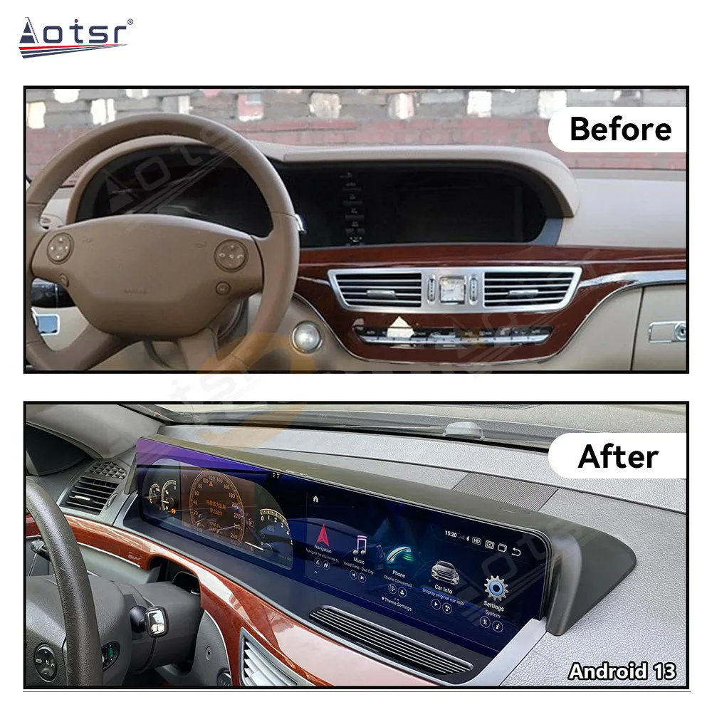 AOTSR Android Car Radio For Mercedes Benz Class S W221 To W222 Upgrade Full Screen GPS Navigation With Digital Cluster Car Radio