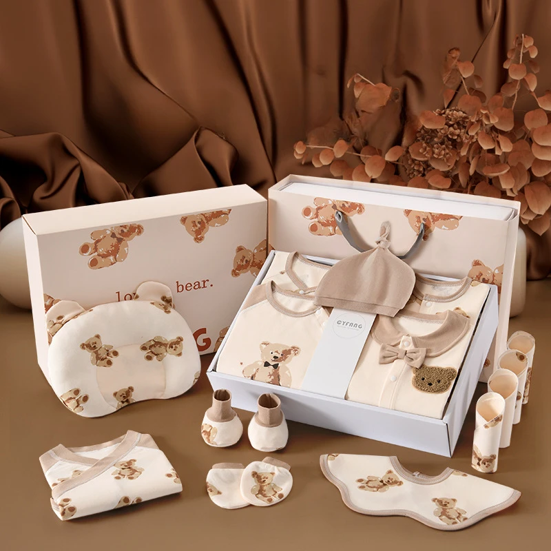 Custom Design Logo Clothing Packaging Luxury Pure Cotton New Born Baby Gift Set Newborn Boy Girl Clothes Packaging Gift Box