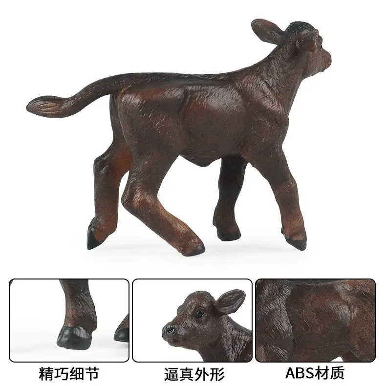 yxs solid simulation wild animal brown domestic poultry farm cow model children toy wholesale