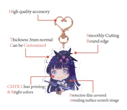 NO MOQ printed transparent shiny glitter clear acrylic custom keychain with anime