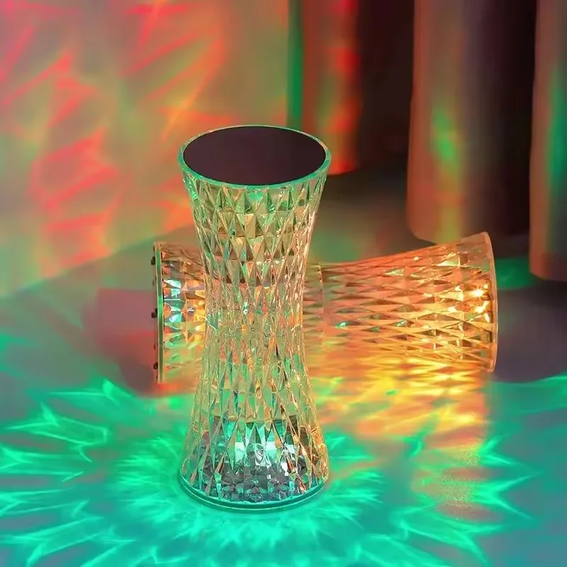 Led Crystal Table Lamp Rechargeable Touch Colorful Atmosphere Light Night Crystal Led Desk Lamp Rose Night Lights For Gift