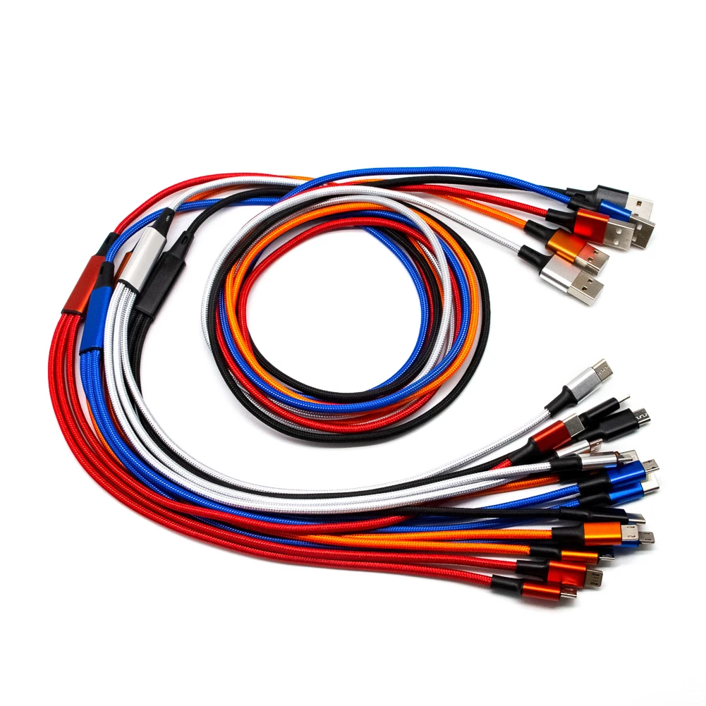 High Quality 3 In 1 Usb 1.2M  3A Cable  Charging cable for Android Micro USB, USB-C All Mobile Phones