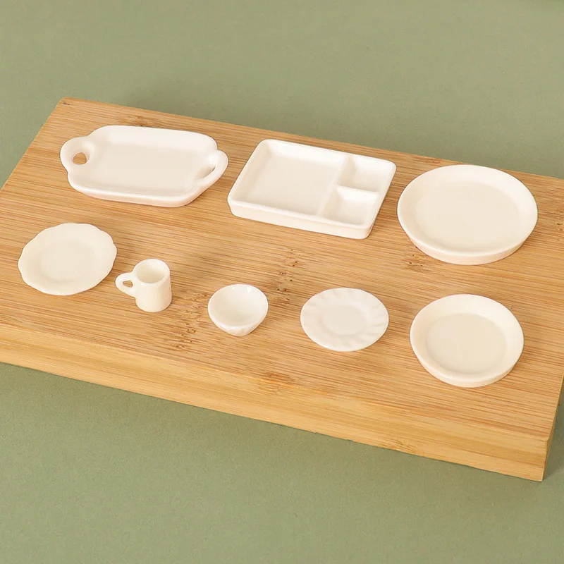 1/12 Scale Doll House Kitchen Accessory Dining Table Furniture Decoration Miniature Plate Multi style Tableware Dish
