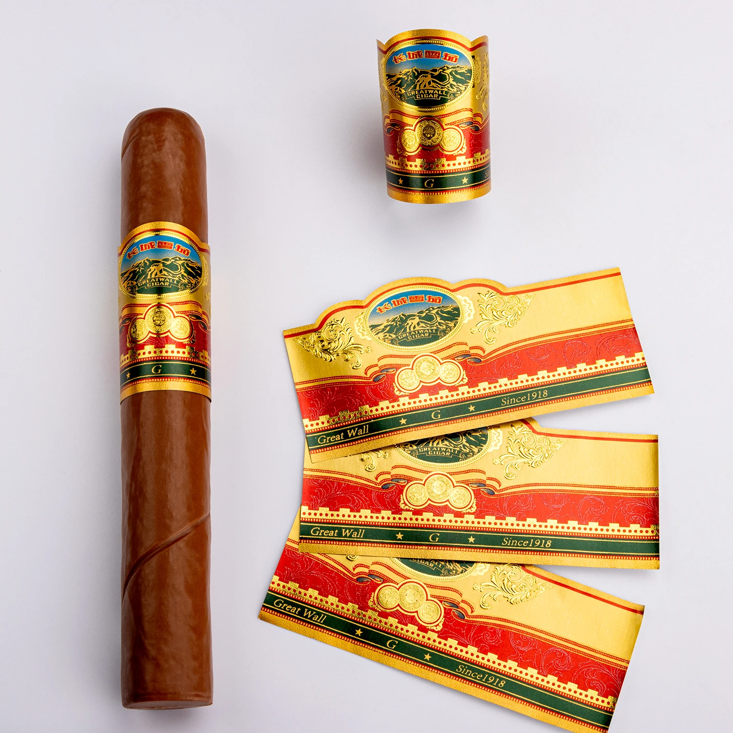 Shenzhen Manufacturer Embossing Cigar Bands Ring Printed Hot Stamped Gold Foil Waterproof Embossed Cigar Label