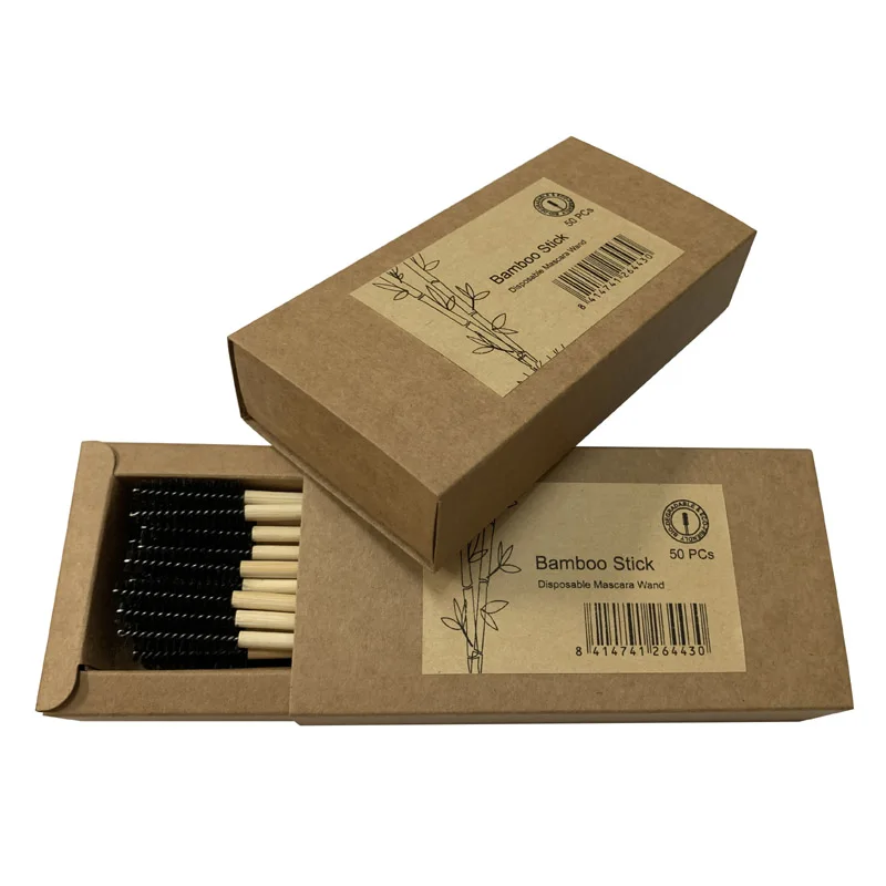 100 Counts Eco-friendly Bamboo Wand Mascara Applicators in Paper Tub