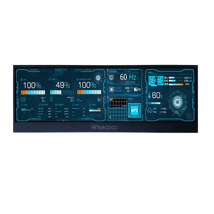 Uhd 14 Inch Portable Monitor 4k 3840x1100 Ips Bar Lcd Aida64 Ultra Wide Stretched Bar Lcd Screen Display