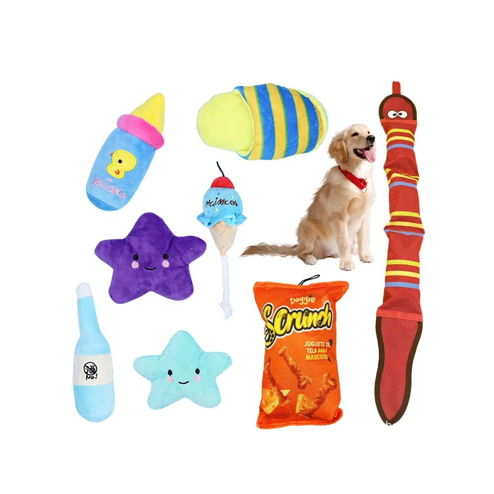 High Quality Pet Toys Oxford Snake Custom Plush Squeaky Slipper Star Beer Shaped Dog Toy