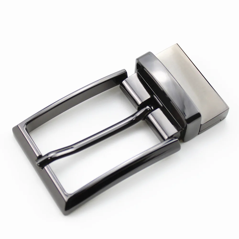 Adjustable For Double Sides Leather Belt Custom Nickel-Free Gunmetal Brushed Zinc Alloy Reversible Pin Buckle