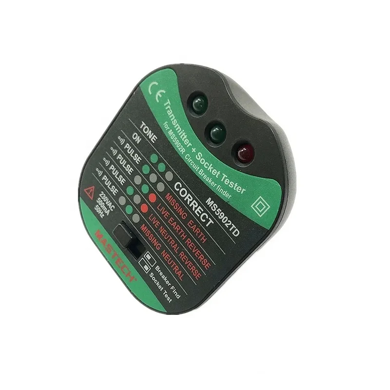 MS5902 Automatic Circuit Breaker Finder Fuse Socket Tester AC 220V/110V with Flashlight Plug Socket Tester