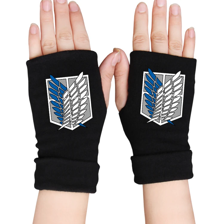 
Cotton Knitted Gloves Winter Warm Anime Tokyo Ghoul Attack on Titan Cartoon NARUTO Pattern Children Mitts 
