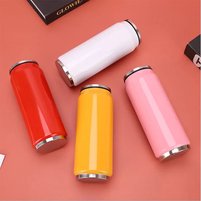 12oz 17oz Cola Can Water Bottle Soda Can Travel Bottle Double Wall Stainless Steel Insulated Drinking Water Cup with Straw