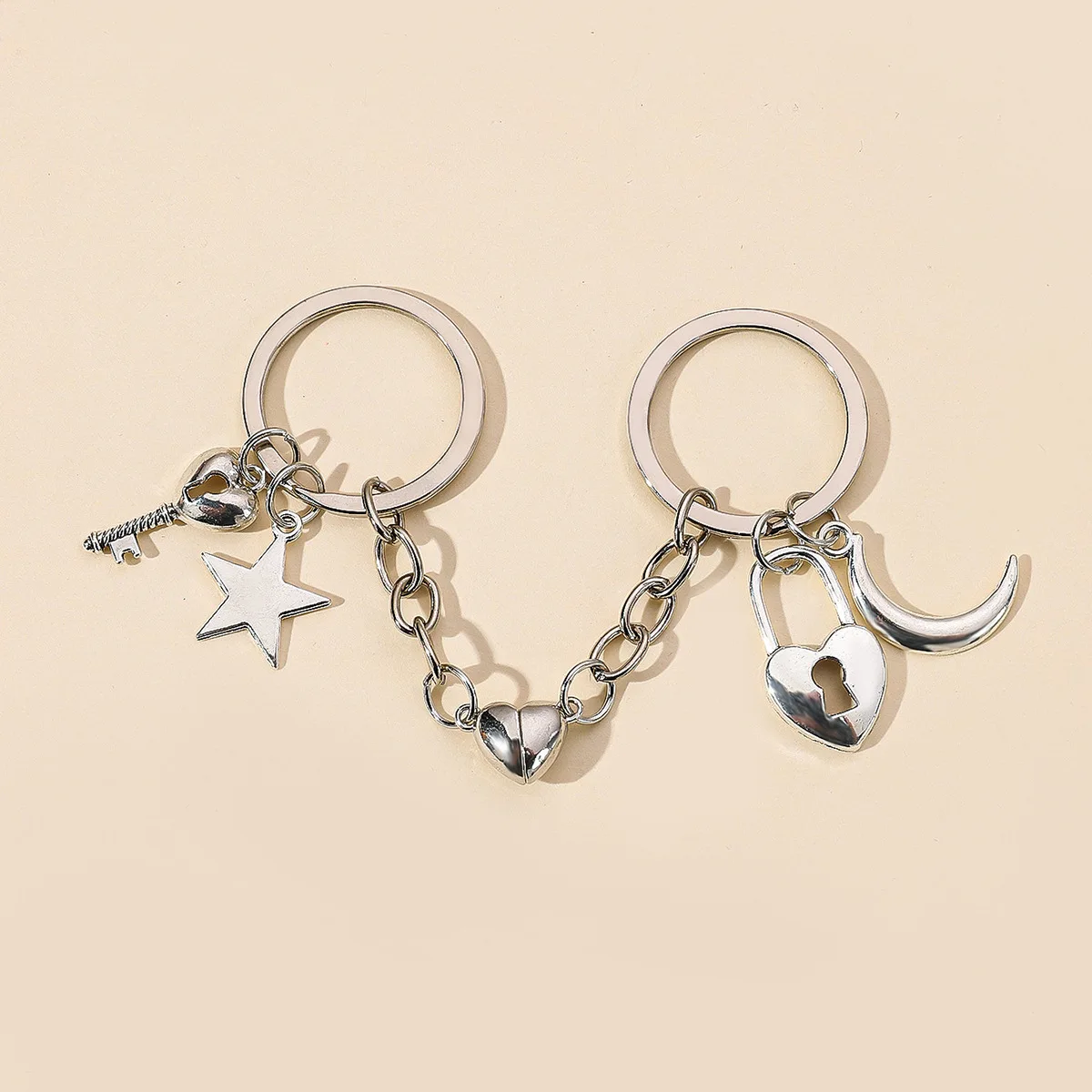 New trend Lovers keychains Star Moon Lock Couple Gift Keychain for Event Promotion