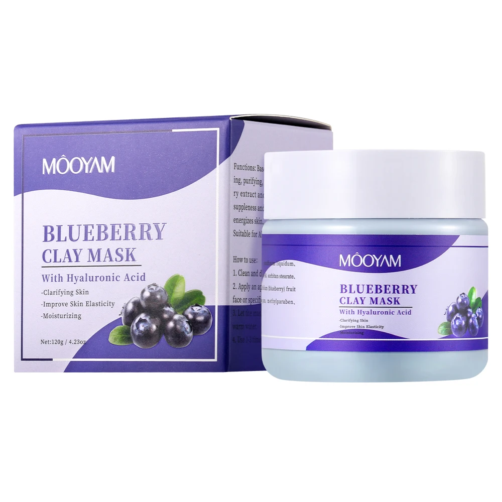 Private Label Face Skin Care Purifying Deep Cleaning Blueberries Clay Mask