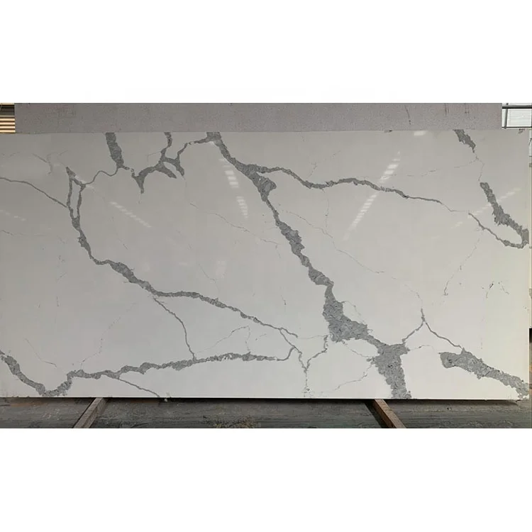 Artificial white engineered calacatta oro marble quantum quartz for worktop