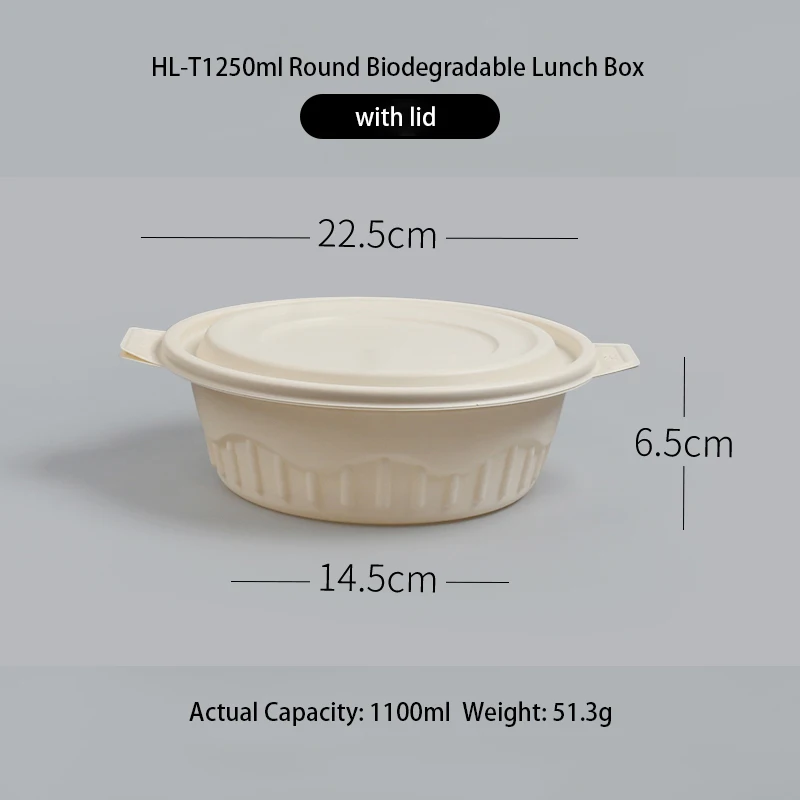 Одноразовые 1250 1500 1750 2000 ml большие одноразовая круглая миска незаменимый атрибут биоразлагаемые чаша от боли в спине кукурузный крахмал с внутренним
