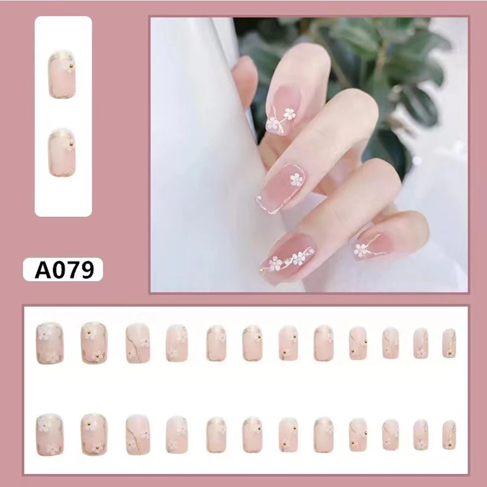 Ins style net red manicure stickers long nail piercing removable fake nail stickers finished manicure