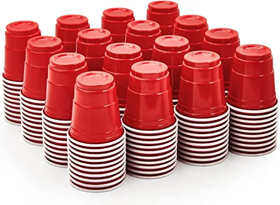 16oz red and white plastic pp cups