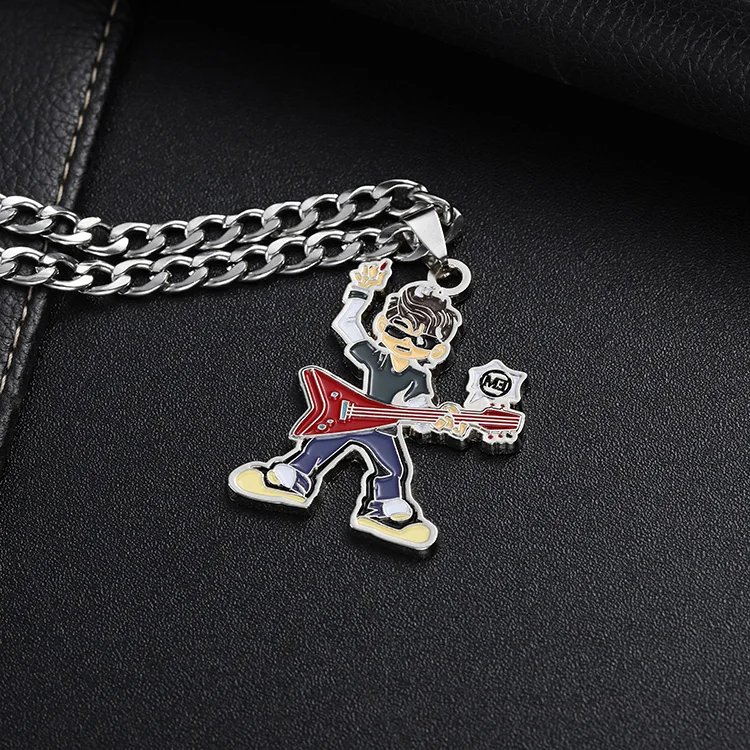 Custom metal men fashion jewelry cool boys personalised music guitar rock necklaces