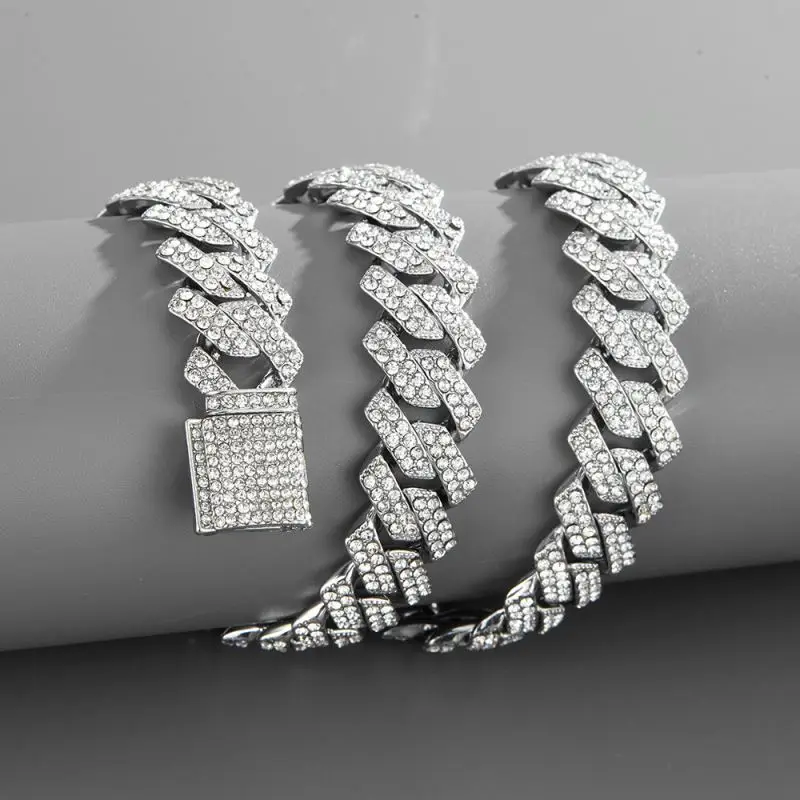 European and American Mens, Jewelry Hip Hop Cuban Link Chain Necklace Iced Out Cuban Link Chain Hip Hop/