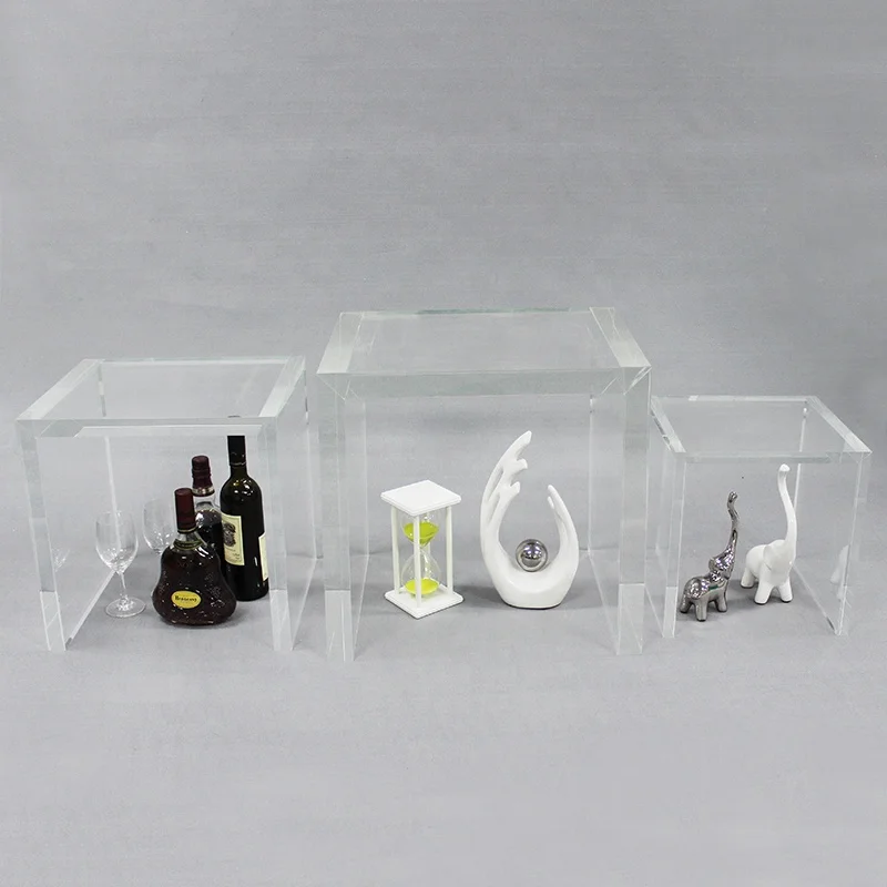 APEX Transparent Acrylic Furniture 3 Pack Free Combination Acrylic Cabinet Shelf Art Craft Display Rack
