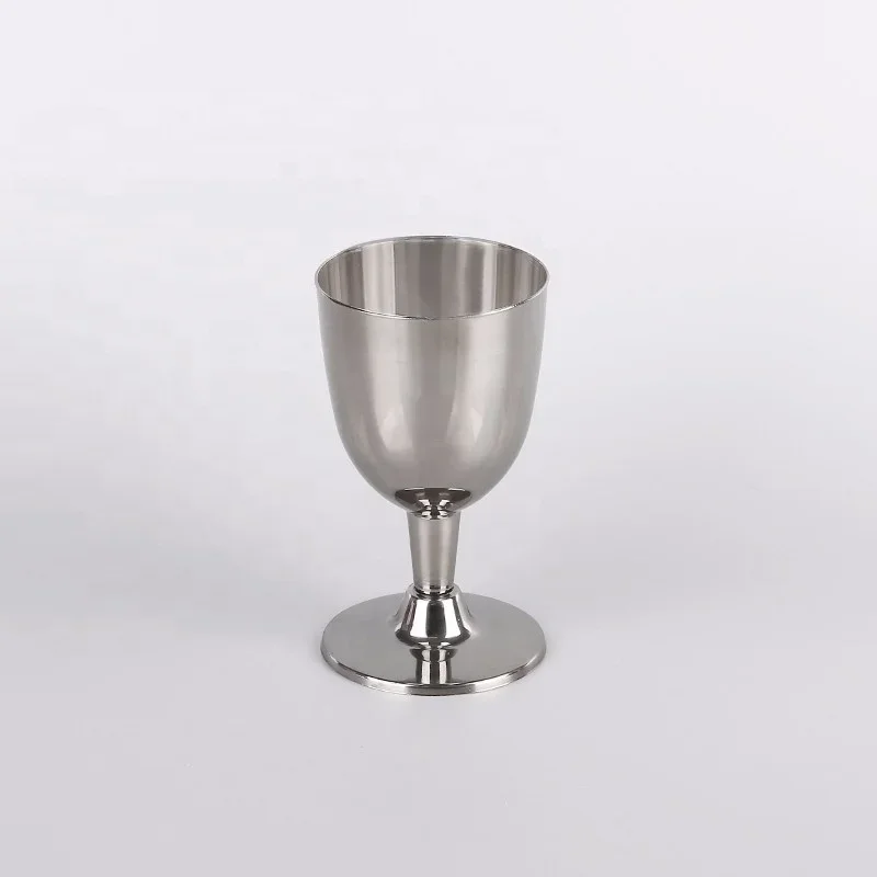 2 Pieces 5 OZ Claret Glass Plastic Detachable Red Wine Cups with Silver Rim Plastic White Wine Glass Wedding Tableware