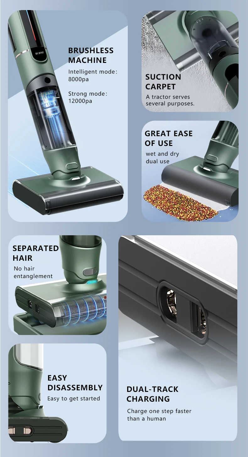 2024 New Household 12000pa Suction Wireless With Self-Cleaning and Voice Assistant All In One Smart Wet Dry floor Vacuum Cleaner