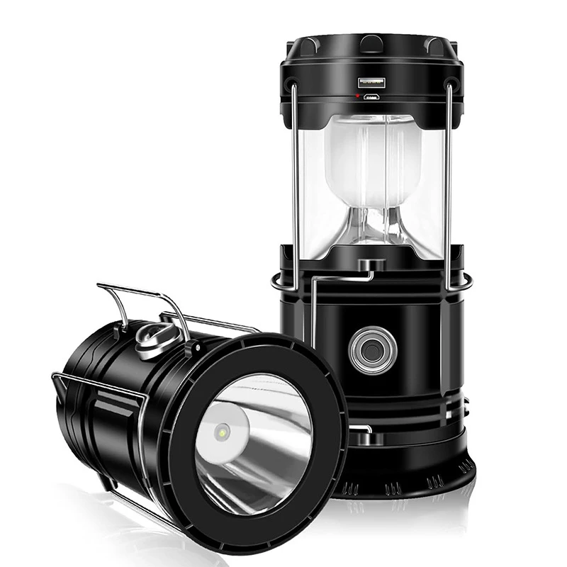 NEW Outdoor Solar Power Camping Lantern Collapsible flashlight Torch USB Rechargeable Hanging camping Light for Camping Tent