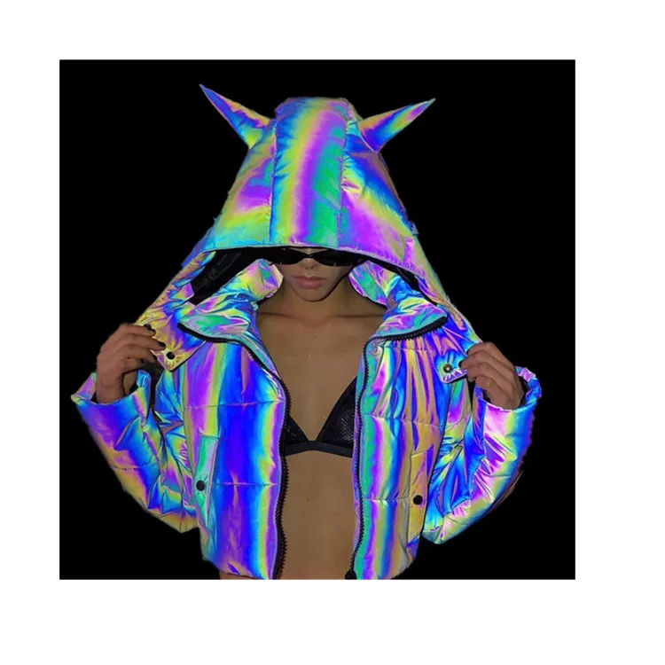 Экологически чистая моющаяся Радужная светоотражающая ткань из полиэстера для одежды