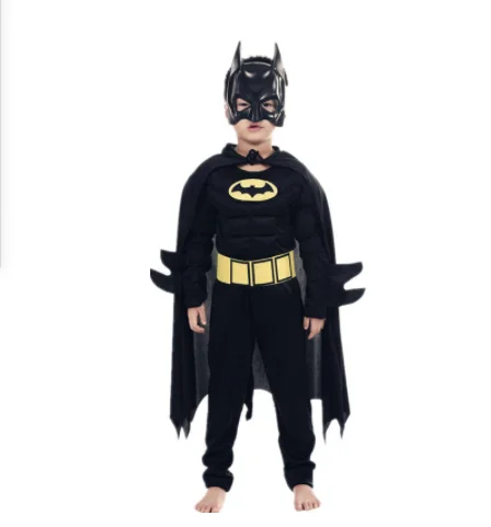 Kids Boys Muscle Costumes with Mask Cloak Movie Character Superhero Cosplay Halloween Party Role Play