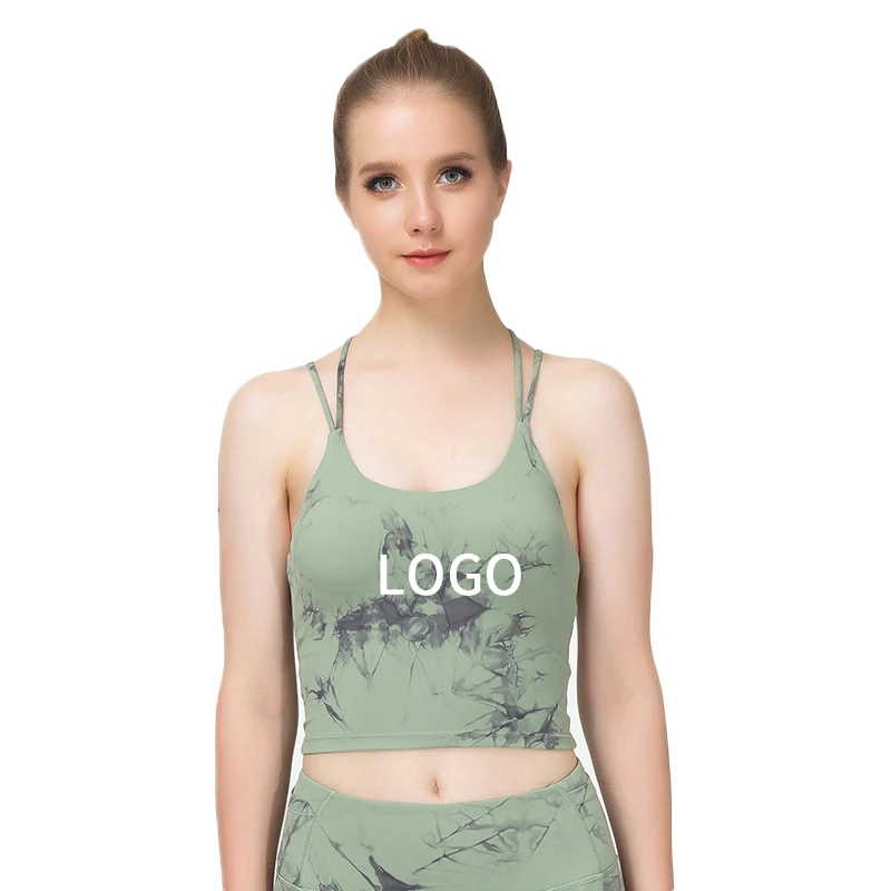 New tie-dye pattern Yoga vest nude beauty back sports anti-bacterial gym yoga nursing bra