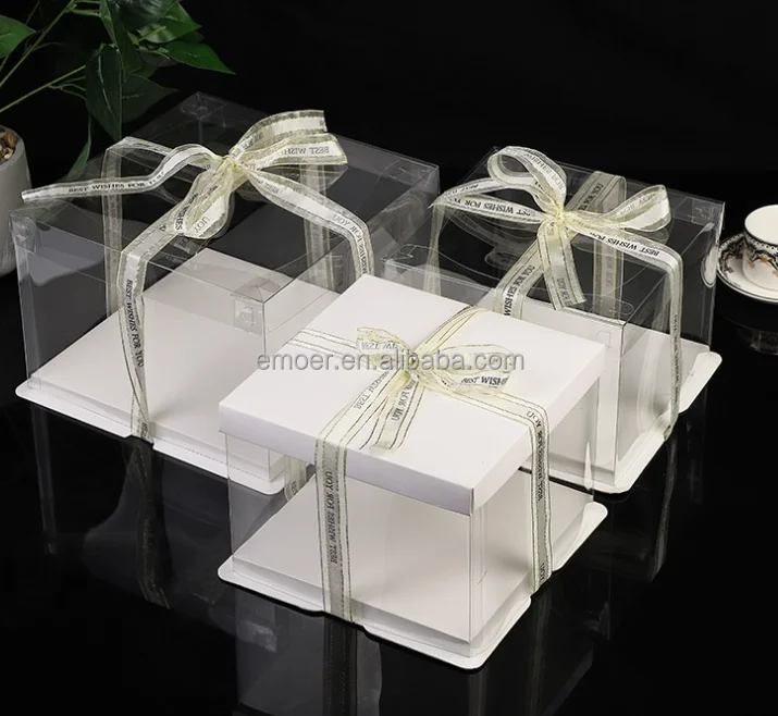 10 inch transparent PET cake box with thick board