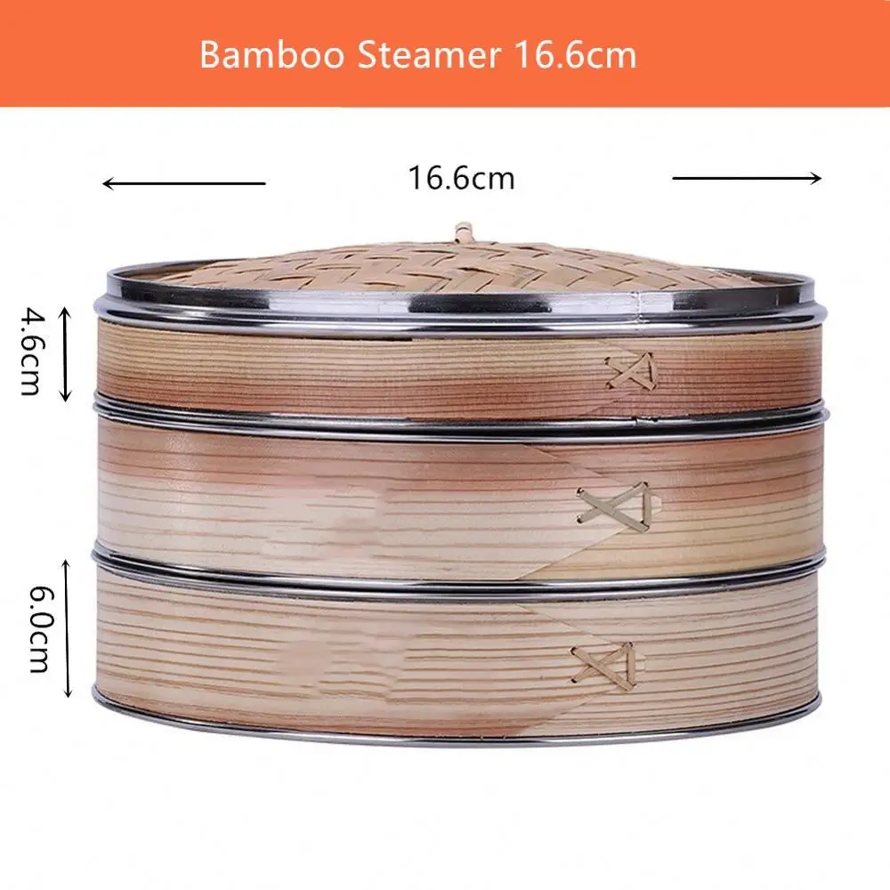 Dim Sum Basket 10 Inch Handmade Bamboo Steamer Two Tier Baskets Bamboo Steamer 12 Inch With Steel Rings