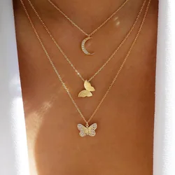 2020 Hot Selling Star Moon Heart Pendant Choker Necklace for Women Multi Layers Gold Plated Gift Jewelry